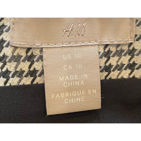 H&M Black, Ivory Houndstooth Belted Pencil Skirt, Lined, US Size 10 - Picture 7 of 12